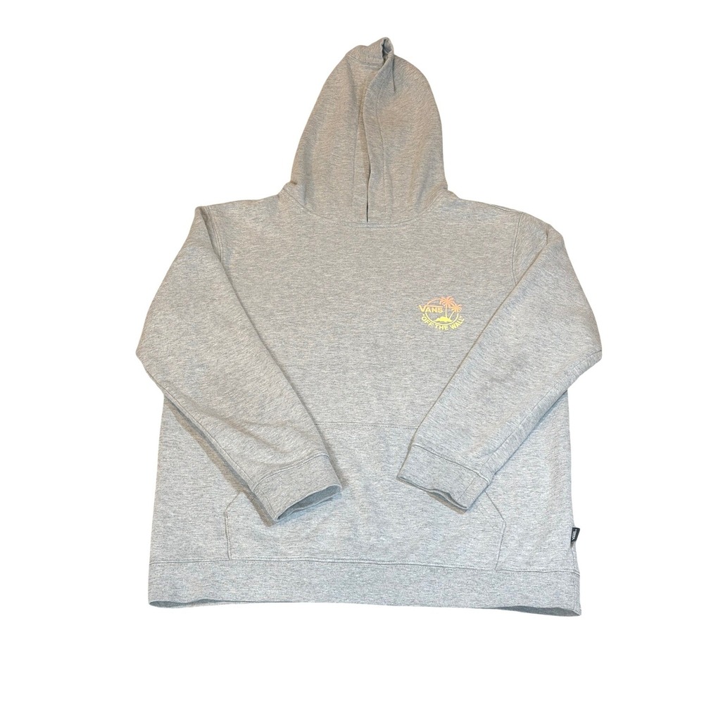 Vans Kids' Dual Palm Fleece Hoodie‎ Gray Cement Heather Youth Size XL